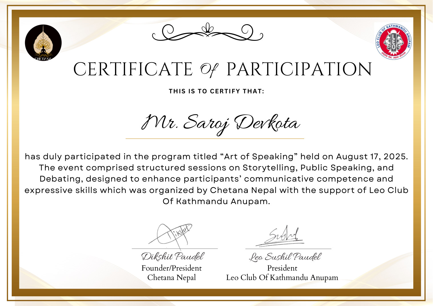 Public Speaking & Leadership Development